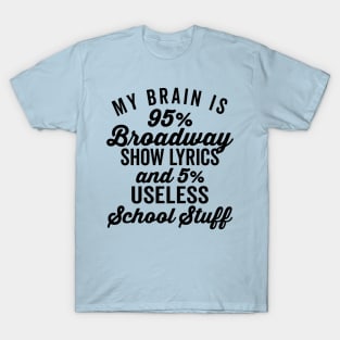 My Brain is 95% Broadway Lyrics T-Shirt